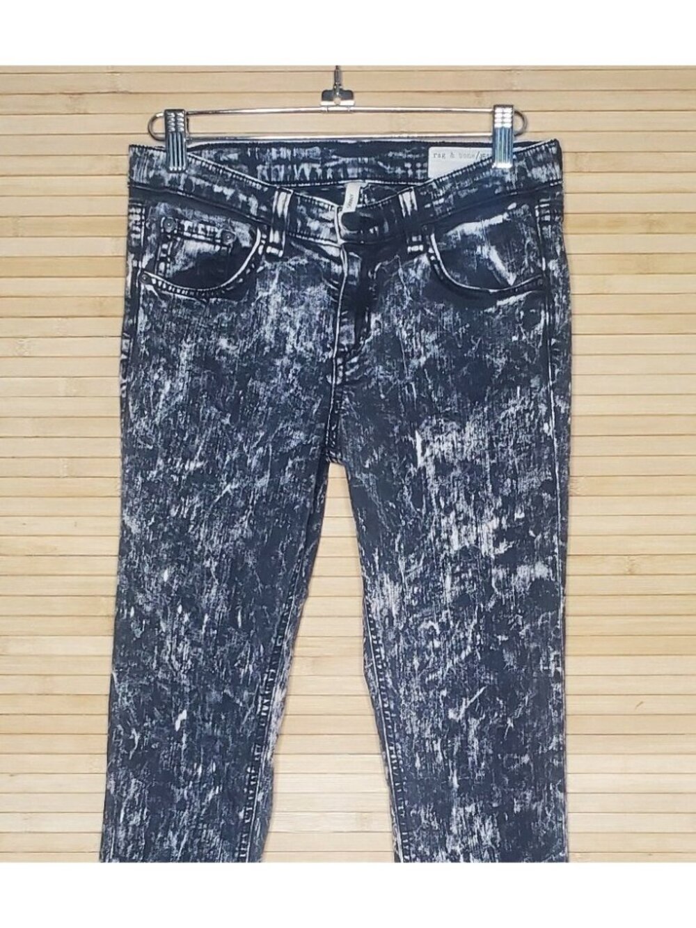 Rag & Bone Jeans Womens Acid white Wash Skinny Jeans Black sz 26 - Picture 2 of 5